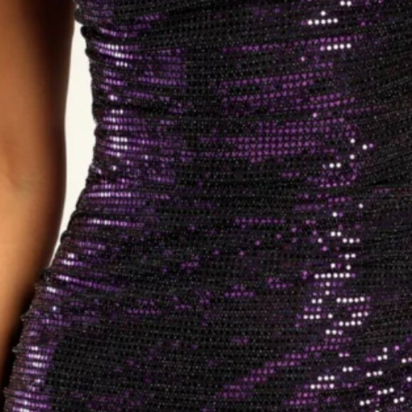 LULUS Glow Goals Black & Purple Sequin Cowl Neck Maxi Dress Party/Cocktail L NWT - Picture 5 of 9